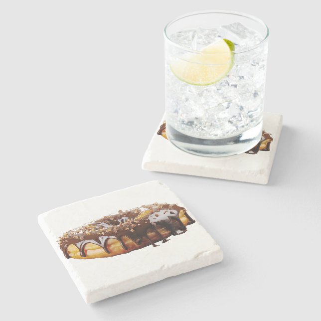 SlipperyJoe's decadent donut covered thick glossy  Stone Coaster (Side)