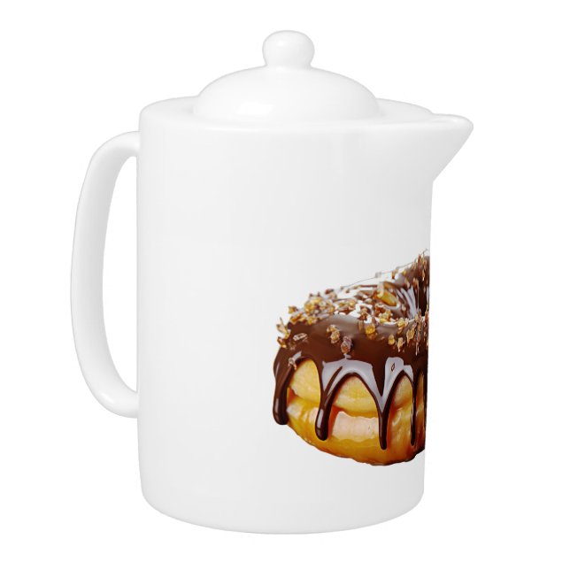 SlipperyJoe's decadent donut covered thick glossy  Teapot (Left)