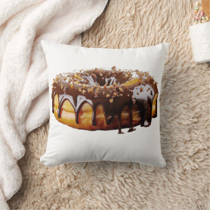 SlipperyJoe's decadent donut covered thick glossy Throw Pillow