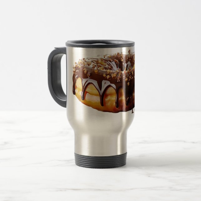 SlipperyJoe's decadent donut covered thick glossy  Travel Mug (Front Left)