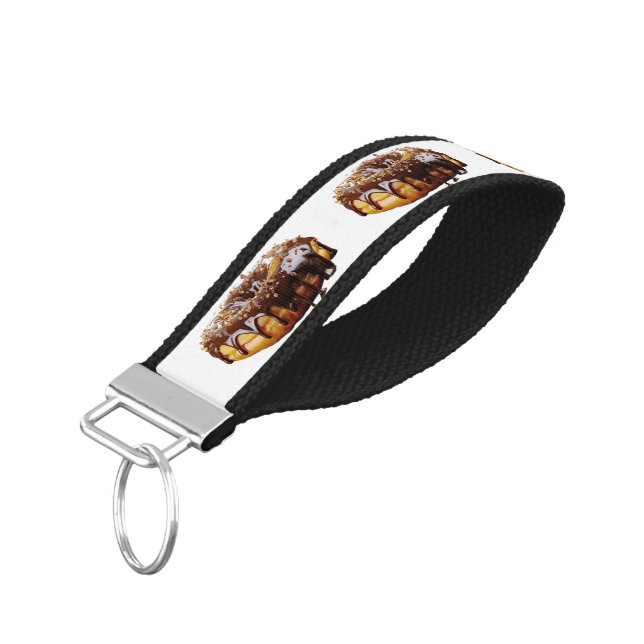SlipperyJoe's decadent donut covered thick glossy  Wrist Keychain (Angled Down)
