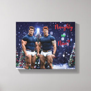 SlipperyJoe's decorated snow-covered Christmas tre Canvas Print