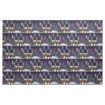 SlipperyJoe's decorated snow-covered Christmas tre Fabric