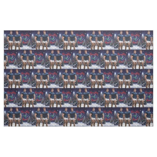 SlipperyJoe's decorated snow-covered Christmas tre Fabric