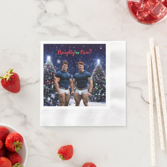 SlipperyJoe's decorated snow-covered Christmas tre Napkins (Insitu)
