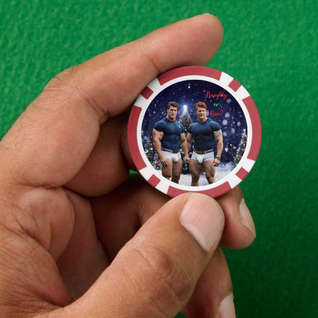 SlipperyJoe's decorated snow-covered Christmas tre Poker Chips (Hand)