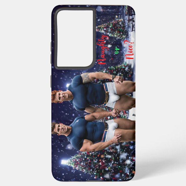 SlipperyJoe's decorated snow-covered Christmas tre Samsung Galaxy Case (Back)