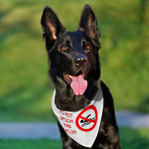 SlipperyJoe's Do Not Spoon Bacon red warning man s Pet Bandana Collar