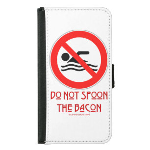 SlipperyJoe's Do Not Spoon Bacon red warning man s Samsung Galaxy S5 Wallet Case