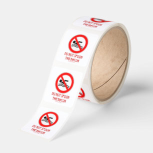 SlipperyJoe's do not spoon bacon red warning man s Square Sticker