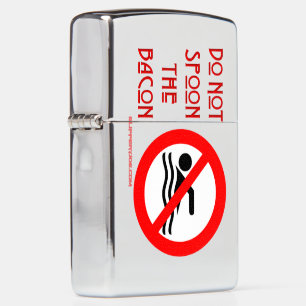 SlipperyJoe's Do Not Spoon Bacon red warning man s Zippo Lighter