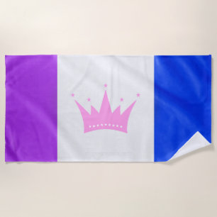 SlipperyJoe's drag culture pride flag purple spiri Beach Towel