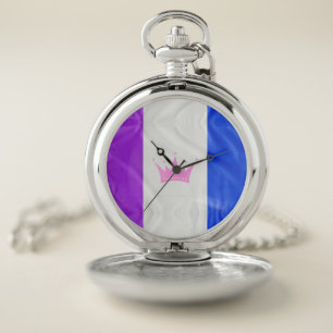 SlipperyJoe's drag culture pride flag purple spiri Pocket Watch