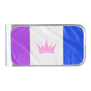 SlipperyJoe's drag culture pride flag purple spiri Silver Finish Money Clip