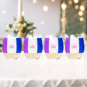 SlipperyJoe's drag culture pride flag purple spiri Stemless Wine Glass