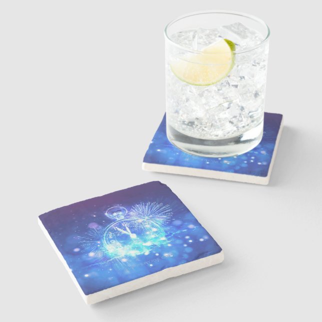 SlipperyJoe's electric thrill New Year’s Eve clock Stone Coaster (Side)
