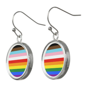 SlipperyJoe's Eleven Stripe Pride Flag blends Phil Earrings