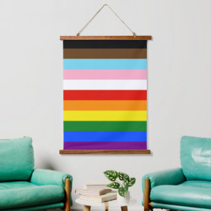 SlipperyJoe's Eleven Stripe Pride Flag blends Phil Hanging Tapestry