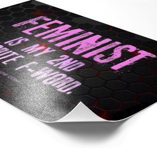 SlipperyJoe's Feminist f-word glowing red 3-D blac Photo Print