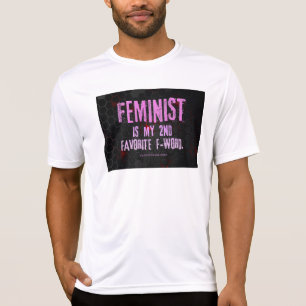 SlipperyJoe's Feminist f-word glowing red 3-D blac T-Shirt