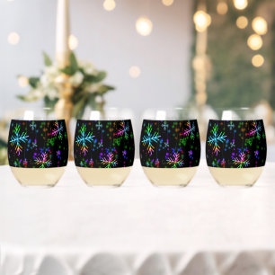 SlipperyJoe's festive lively Christmas atmosphere  Stemless Wine Glass