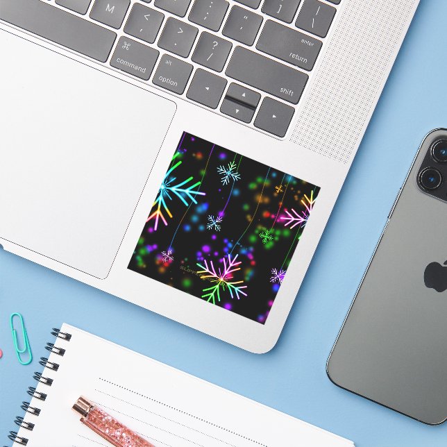SlipperyJoe's festive lively Christmas atmosphere  Sticker (Laptop w/ iPhone)