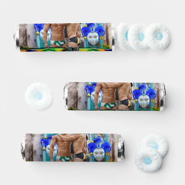 SlipperyJoe's festive Mardi Gras scene two men wea Breath Savers® Mints (Assorted)