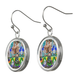 SlipperyJoe's festive Mardi Gras scene two men wea Earrings