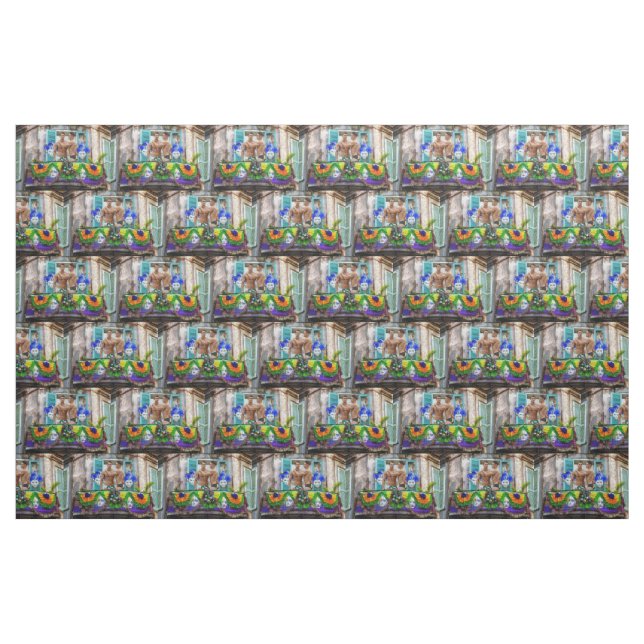 SlipperyJoe's festive Mardi Gras scene two men wea Fabric (Yard)