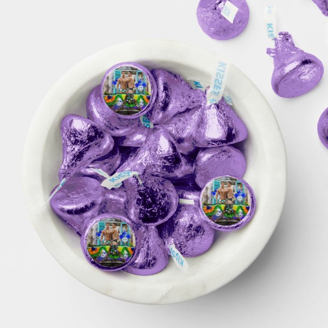 SlipperyJoe's festive Mardi Gras scene two men wea Hershey®'s Kisses® (Assorted)
