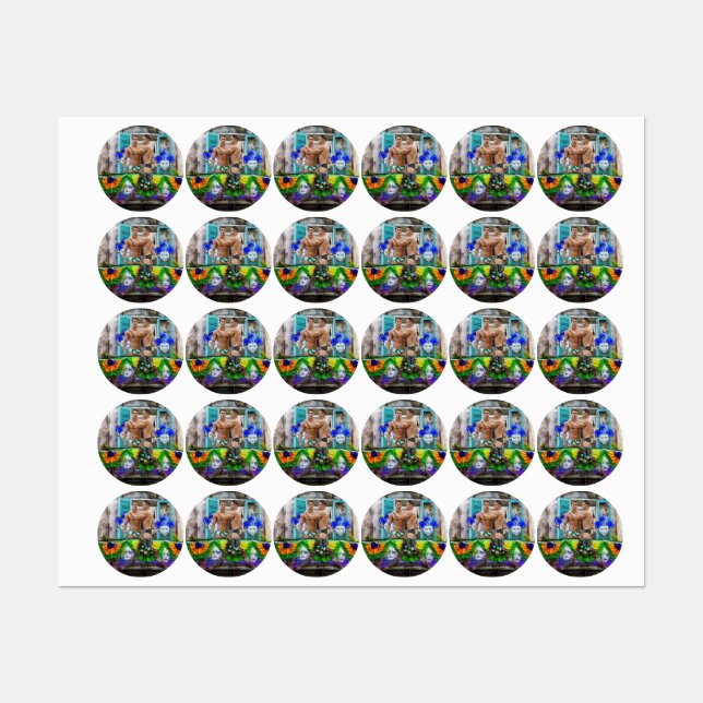 SlipperyJoe's festive Mardi Gras scene two men wea Labels (Sheet)