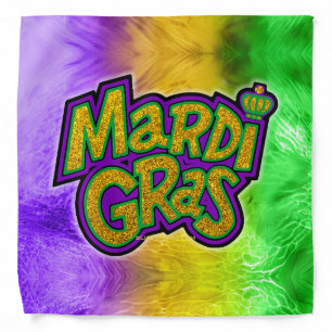 SlipperyJoe's festive Mardi Gras theme crown reinf Bandana