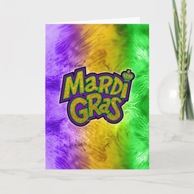 SlipperyJoe's festive Mardi Gras theme crown reinf Card (Front)