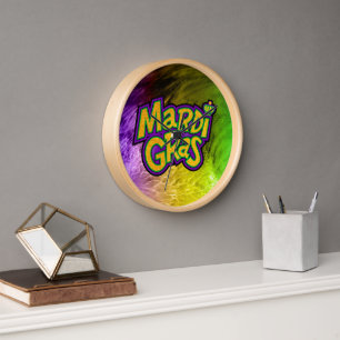 SlipperyJoe's festive Mardi Gras theme crown reinf Clock