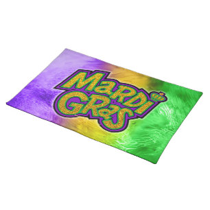 SlipperyJoe's festive Mardi Gras theme crown reinf Cloth Placemat