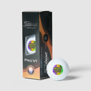 SlipperyJoe's festive Mardi Gras theme crown reinf Golf Balls
