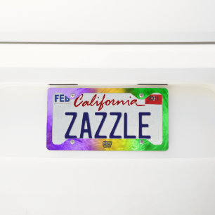 SlipperyJoe's festive Mardi Gras theme crown reinf License Plate Frame