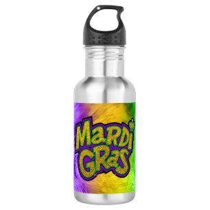 SlipperyJoe's festive Mardi Gras theme crown reinf Stainless Steel Water Bottle