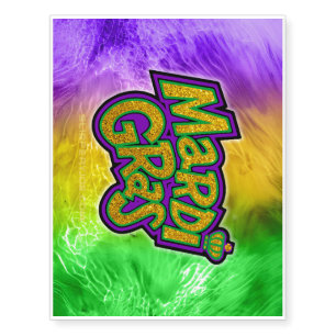 SlipperyJoe's festive Mardi Gras theme crown reinf Temporary Tattoos