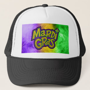 SlipperyJoe's festive Mardi Gras theme crown reinf Trucker Hat