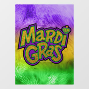 SlipperyJoe's festive Mardi Gras theme crown reinf Window Cling