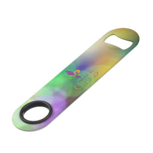 SlipperyJoe's festive Mardi Gras themed purple gre Bar Key