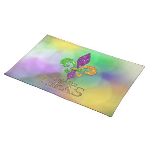SlipperyJoe's festive Mardi Gras themed purple gre Cloth Placemat