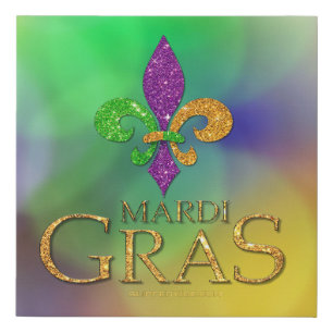 SlipperyJoe's festive Mardi Gras themed purple gre Faux Canvas Print