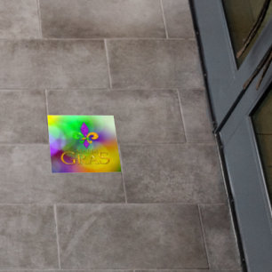 SlipperyJoe's festive Mardi Gras themed purple gre Floor Decals