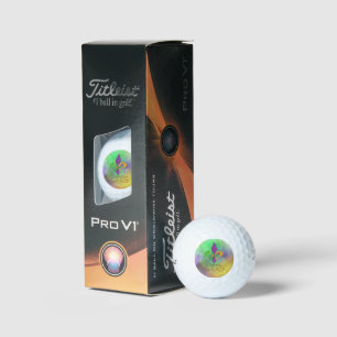 SlipperyJoe's festive Mardi Gras themed purple gre Golf Balls