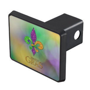 SlipperyJoe's festive Mardi Gras themed purple gre Hitch Cover