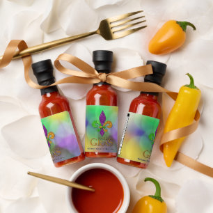 SlipperyJoe's festive Mardi Gras themed purple gre Hot Sauces