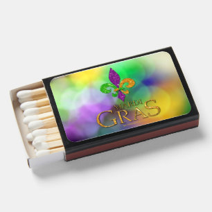 SlipperyJoe's festive Mardi Gras themed purple gre Matchboxes