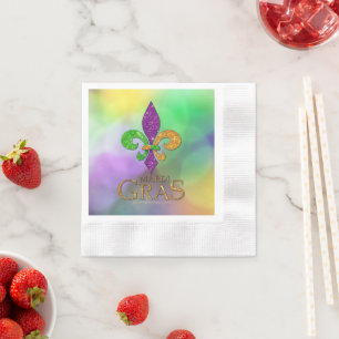 SlipperyJoe's festive Mardi Gras themed purple gre Napkins